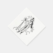 Retro Lady Skier Paper Napkin Serviette (Ecke)
