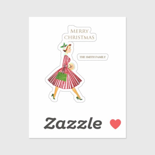 Retro Lady und Weihnachten Aufkleber (Blatt)