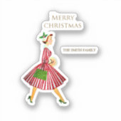 Retro Lady und Weihnachten Aufkleber (Vorderseite)