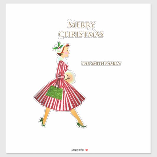 Retro Lady und Weihnachtsaufkleber Aufkleber (Blatt)