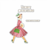 Retro Lady und Weihnachtsaufkleber Aufkleber (Vorderseite)