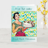 Retro Lady Vintag Cake Geburtstag Karte (Gelbe Blume)