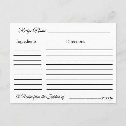 Retro Lady Wedding Rezept Card Postkarte (Rückseite)