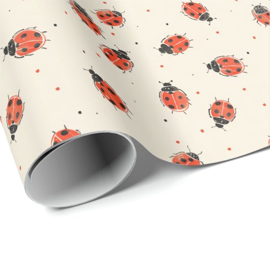 Retro Ladybug Charm Geschenkpapier (Rolleneckpunkt)