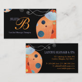 Retro Ladybug Einziges Monogramm Visitenkarte (Vorne/Hinten)