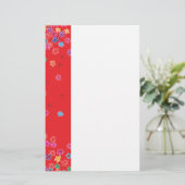 Retro Ladybugs & Blume Briefpapier (Stehend Vorderseite)