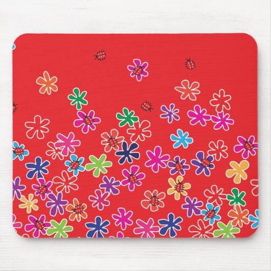 Retro Ladybugs & Blume Mousepad (Vorne)
