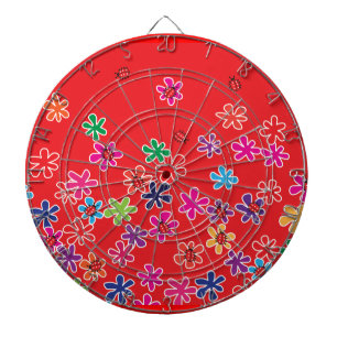 Retro Ladybugs und Blume Dartscheibe