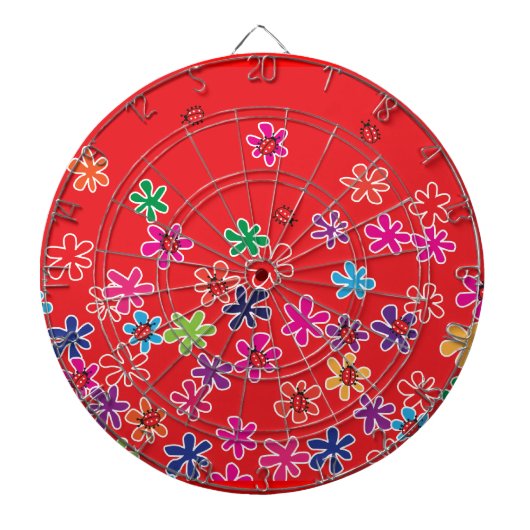 Retro Ladybugs und Blume Dartscheibe (vorne)
