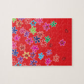 Retro Ladybugs und Blume Puzzle (Horizontal)