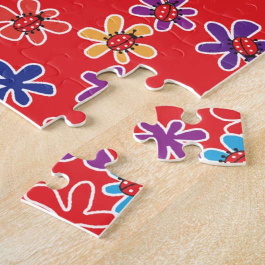 Retro Ladybugs und Blume Puzzle (Seite)