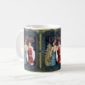 Retro Ladys Christmas Blue Gold Red Red aus den 19 Kaffeetasse (Vorderseite Links)