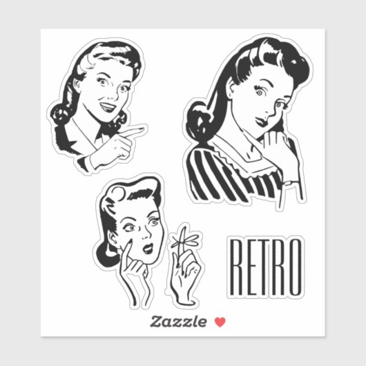 Retro Ladys Custom Cut Vinyl Sticker (Blatt)