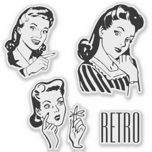 Retro Ladys Custom Cut Vinyl Sticker (Vorderseite)