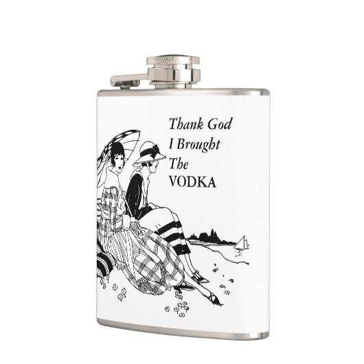 Retro Ladys on Beach Funny Vodka Alkoholangebot Flachmann (Links)