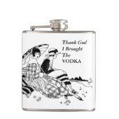 Retro Ladys on Beach Funny Vodka Alkoholangebot Flachmann (Vorderseite)