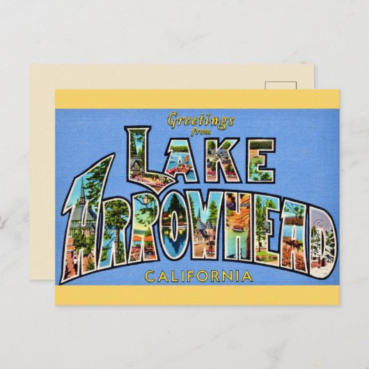 Retro Lake Arrowhead Postkarte (Vorne/Hinten)