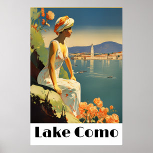 Retro Lake Como Italien Reise Romantische Seeblick Poster