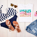 Retro Lake Life Women's T Shirt<br><div class="desc">Niedliches modernes Design für die Frauen, die das Seebad oder die Braut zu sein, für bacherlorette Partys oder Reiseziele Liebe. Der See wird dreimal in verschiedenen Farben wiederholt und hat einen Anker mit Herz und Seil.</div>