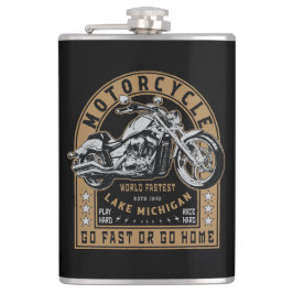 Retro Lake Michigan Motorrad Flachmann