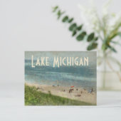 Retro Lake Michigan Shoreline Beach Postkarte (Stehend Vorderseite)