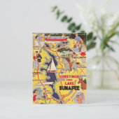 Retro Lake Sunapee NH Postkarte (Stehend Vorderseite)