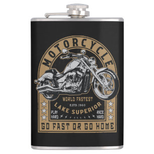 Retro Lake Superior Motorrad Flachmann