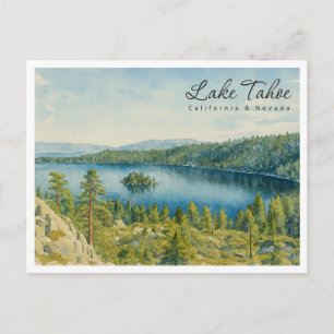 Retro Lake Tahoe Landschaft - Kalifornien & Nevada Feiertagspostkarte