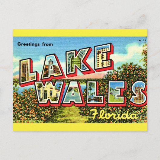 Retro Lake Wales Florida Postkarte (Vorderseite)