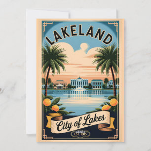 Retro-Lakeland Florida City of Lakes im Vintage-St Feiertagskarte