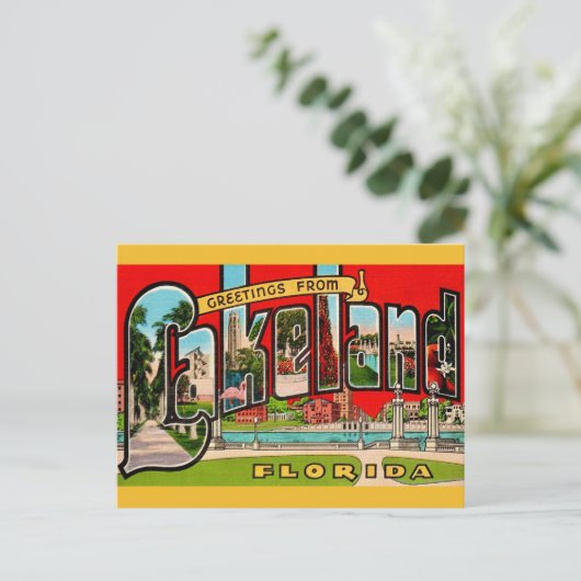 Retro Lakeland Florida Postkarte (Stehend Vorderseite)