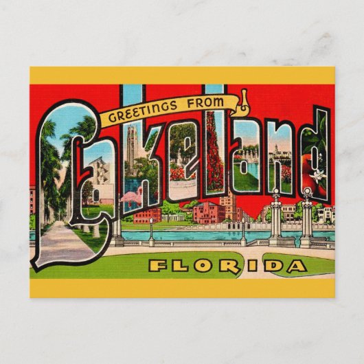 Retro Lakeland Florida Postkarte (Vorderseite)