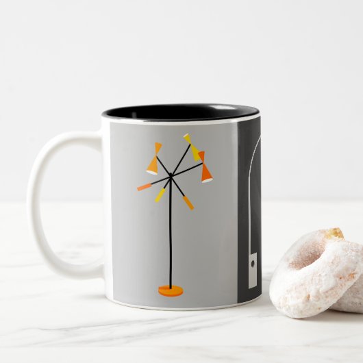 Retro-Lampen Zweifarbige Tasse (Mit Donut)