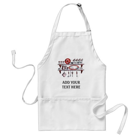 Retro Land-Küchen-Regal in Schwarz-weißem und in Schürze (Vorne)