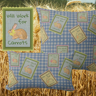Retro-Land-Stil Vintage Blau Kariert Hase Karotten Kissen