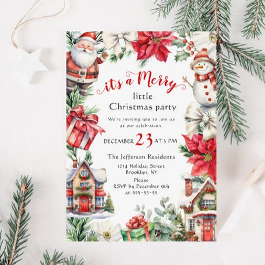 Retro Land Vintag Merry Little Weihnachten Party Einladung