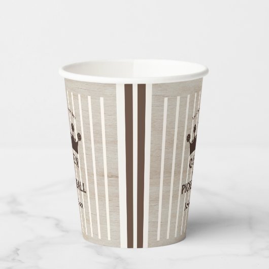 Retro Landkreis Club Holzbau Pappbecher (Links)