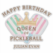 Retro Landkreis Club Queen of Pickleball Aufkleber (Vorderseite)