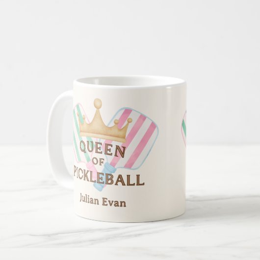 Retro Landkreis Club Queen of Pickleball Kaffeetasse (Vorderseite Links)