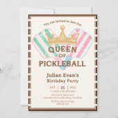 Retro Landkreis Queen of Pickleball Geburtstag Einladung (Vorderseite)