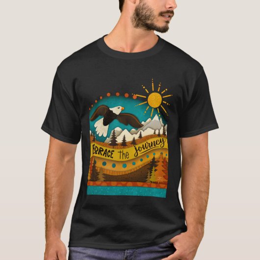 Retro Landscape Zitat Eagle farbenfroh T-Shirt (Vorderseite)