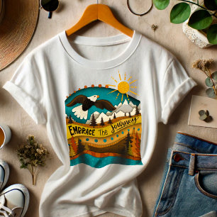 Retro Landscape Zitat Eagle farbenfroh T-Shirt