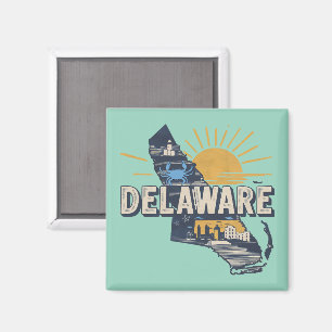 Retro Landschaftlich Delaware-Silhouette Magnet