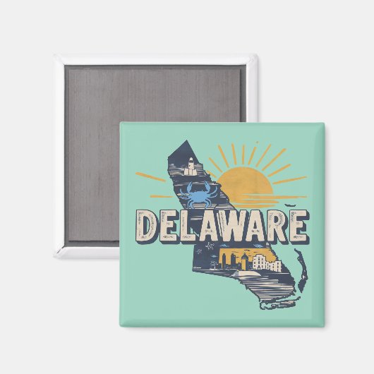 Retro Landschaftlich Delaware-Silhouette Magnet (Vorderseite/Rückseite)