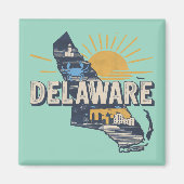 Retro Landschaftlich Delaware-Silhouette Magnet (Vorne)