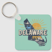 Retro Landschaftlich Delaware-Silhouette Schlüsselanhänger (Vorderseite)