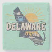 Retro Landschaftlich Delaware-Silhouette Steinuntersetzer (Vorderseite)