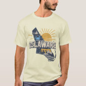Retro Landschaftlich Delaware-Silhouette T-Shirt (Vorderseite)