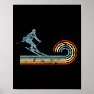 Retro Langlauf Skilanglauf Skifahrer Wintersport Poster
