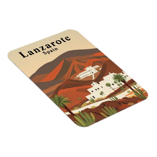 Retro Lanzarote Spanien Reisen Souvenir Magnet (Rechte Seite)